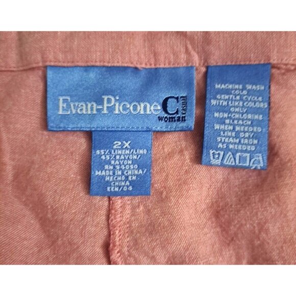 Womens Evan Piccone Pants Linen Rayon Pink Ankle Lightweight Cool Beach Cozy 2X - Picture 3 of 5
